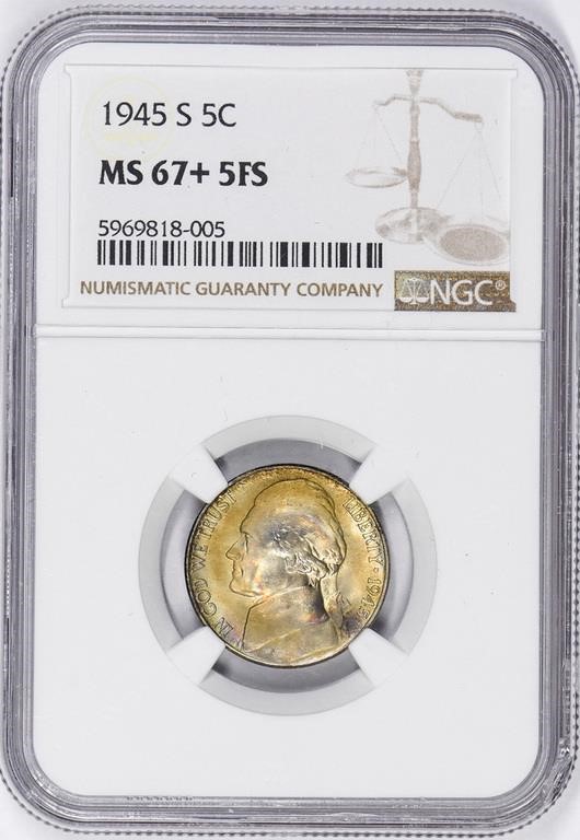 1945-S 5c Silver MS FS MS67 FS thumbnail 7