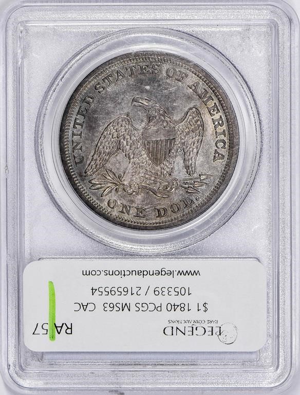 1840 $1 MS63 CAC thumbnail 4