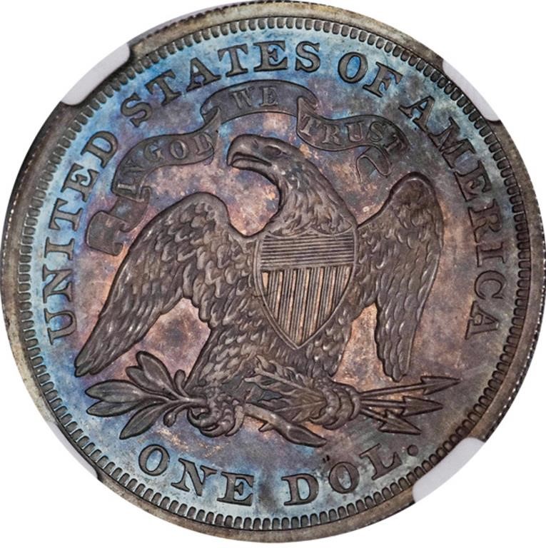 1873 $1  Seated Liberty PR67 CAC thumbnail 4