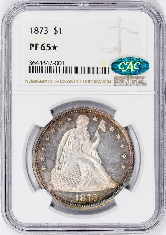 1873 $1  Seated Liberty PR67 CAC thumbnail 5