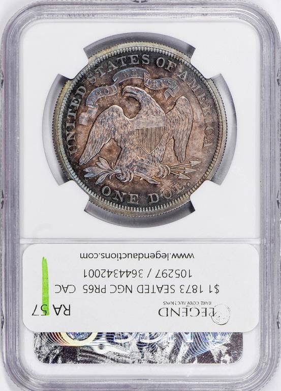 1873 $1  Seated Liberty PR67 CAC thumbnail 6