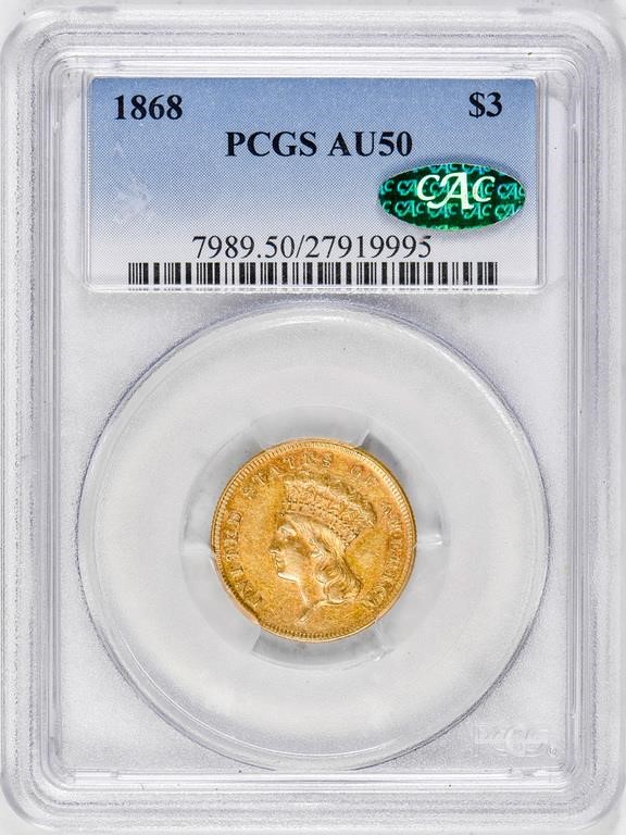 1868 $3 AU50 thumbnail 7