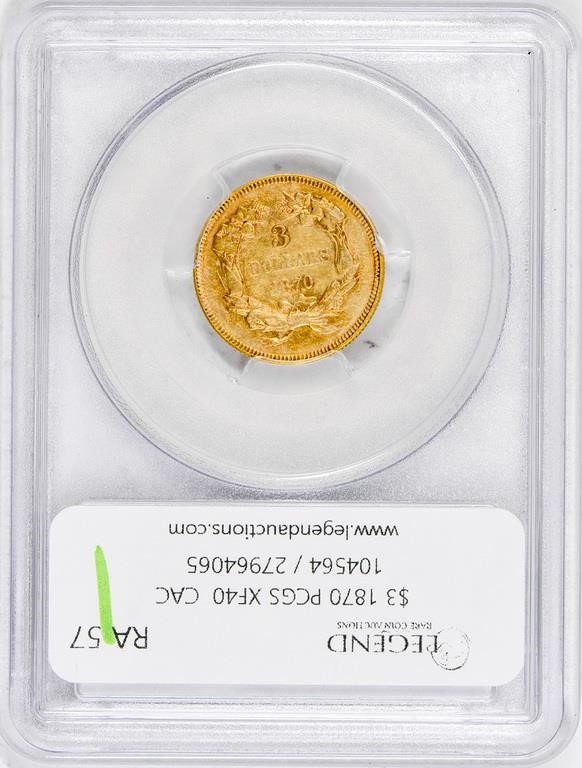 1870 $3 VF30 CAC thumbnail 9
