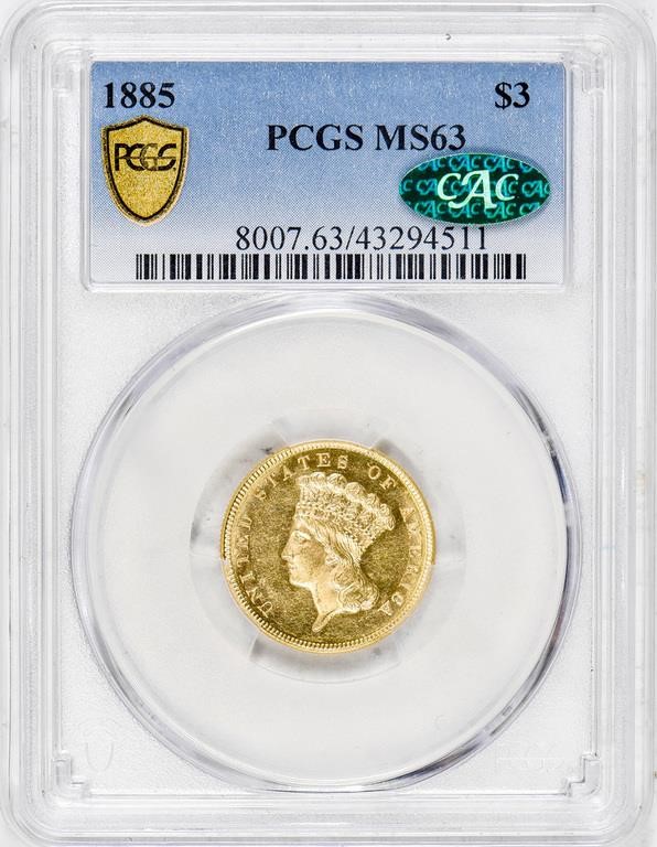 1885 $3 MS63 thumbnail 7