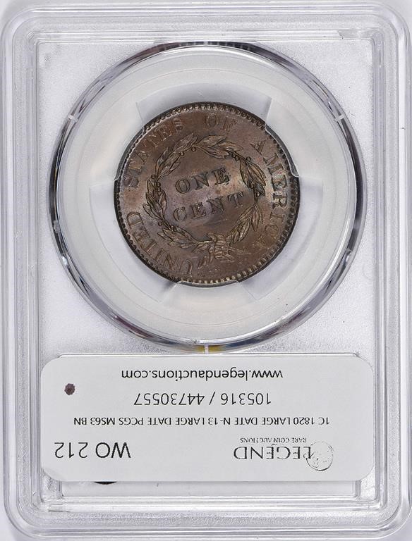1820 1c Large Date, N-13 MS BN AU55 BN thumbnail 20