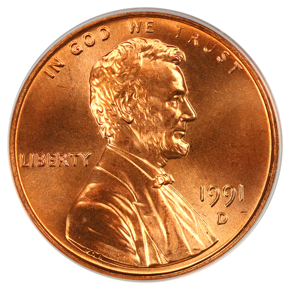 1991-D 1c PCGS MS68 RD