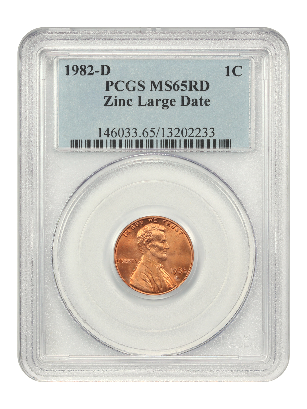 1982-D 1c Zinc, Large Date MS RD MS65 RD thumbnail 3