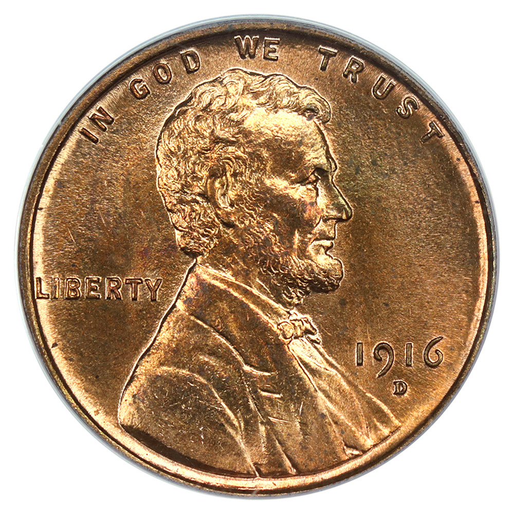 1916-D 1c PCGS MS65 RD (OGH)