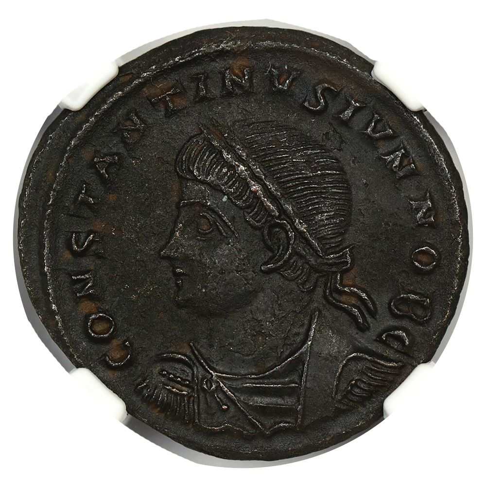 Roman Empire: 337-340 AD AE3 (Bi Nummus) NGC AU Constantine II