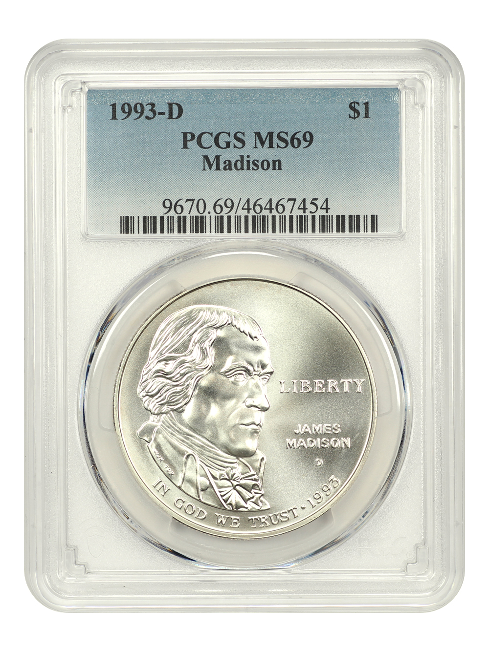1993-D S$1 James Madison Bill of Rights MS69 thumbnail 3