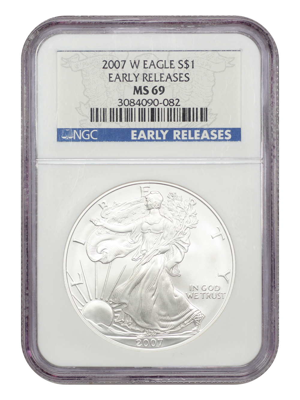 2007-W $1  Silver Eagle, Burnished MS63 thumbnail 3