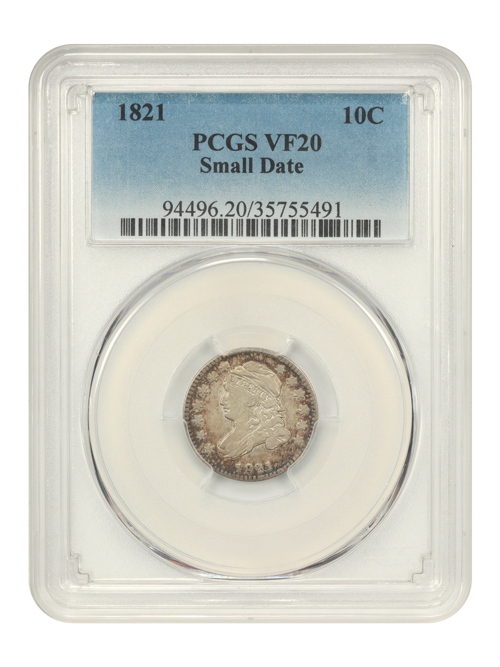 1821 10c Small Date VF35 CAC thumbnail 14