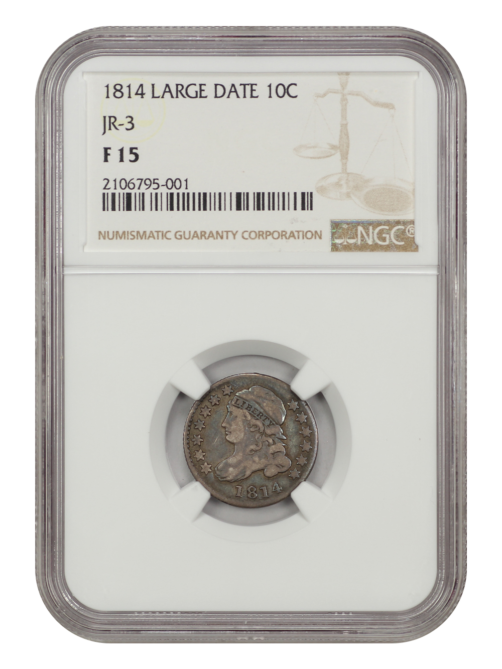 1814 10c Large Date F15 thumbnail 3
