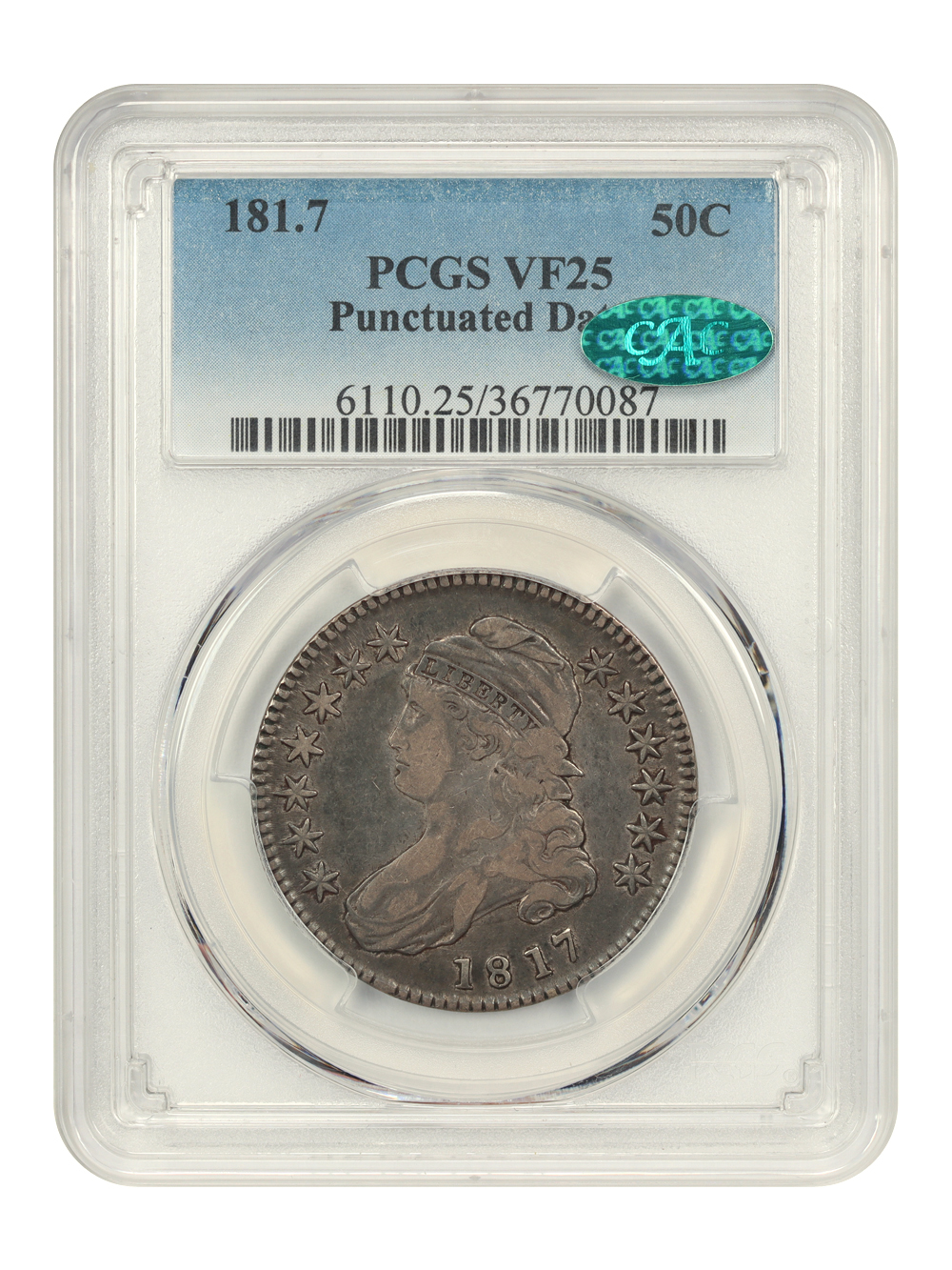 1817 50c Punctuated Date VF25 CAC thumbnail 5
