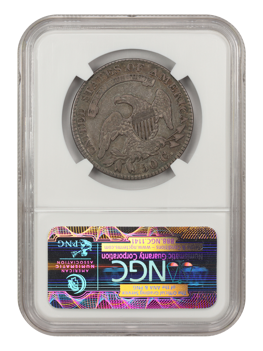 1828 50c Square Base 2, Small 8s, Small Letters F15 CAC thumbnail 16
