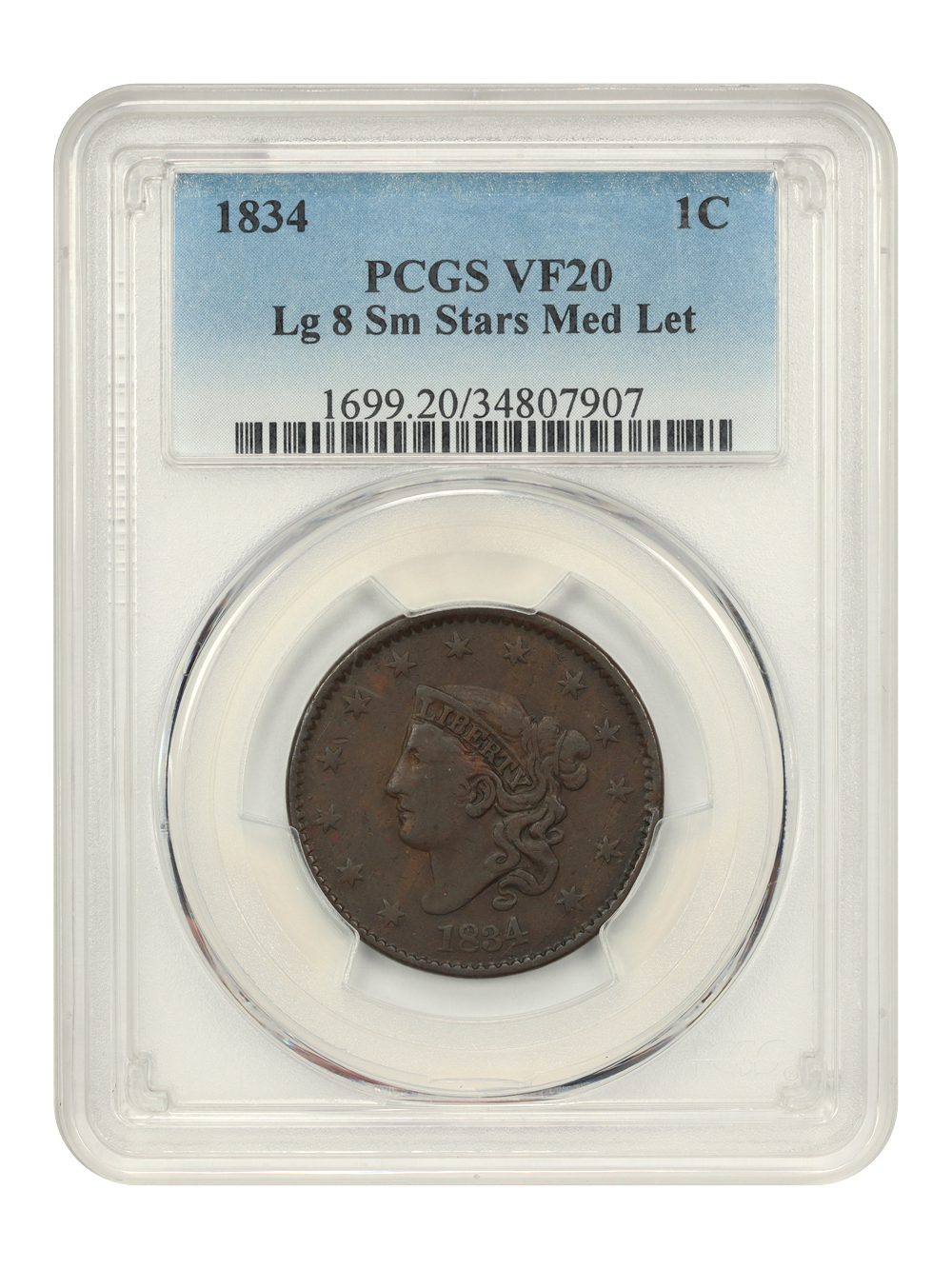 1834 1c Large 8, Small Stars, Medium Letters MS BN G6 BN thumbnail 11