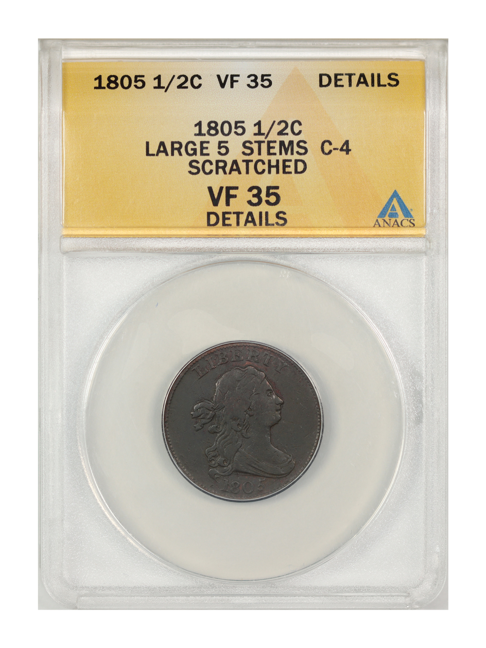 1805 1/2c Large 5, Stems MS BN VF35 BN thumbnail 5