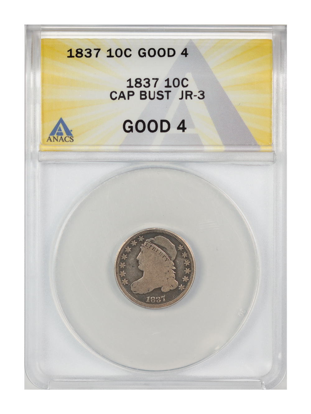 1837 10c Capped Bust G6 CAC thumbnail 3