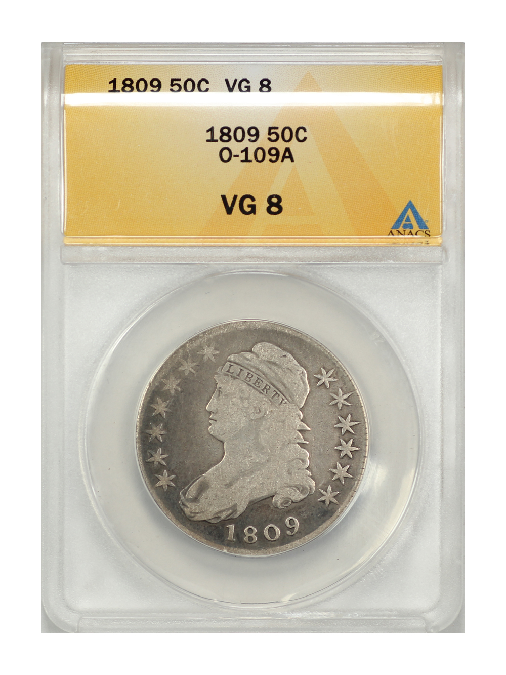 1809 50c VG8 CAC thumbnail 3