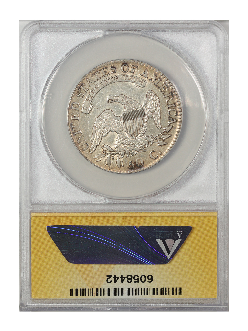 1823 50c Ugly 3 XF40 CAC thumbnail 4