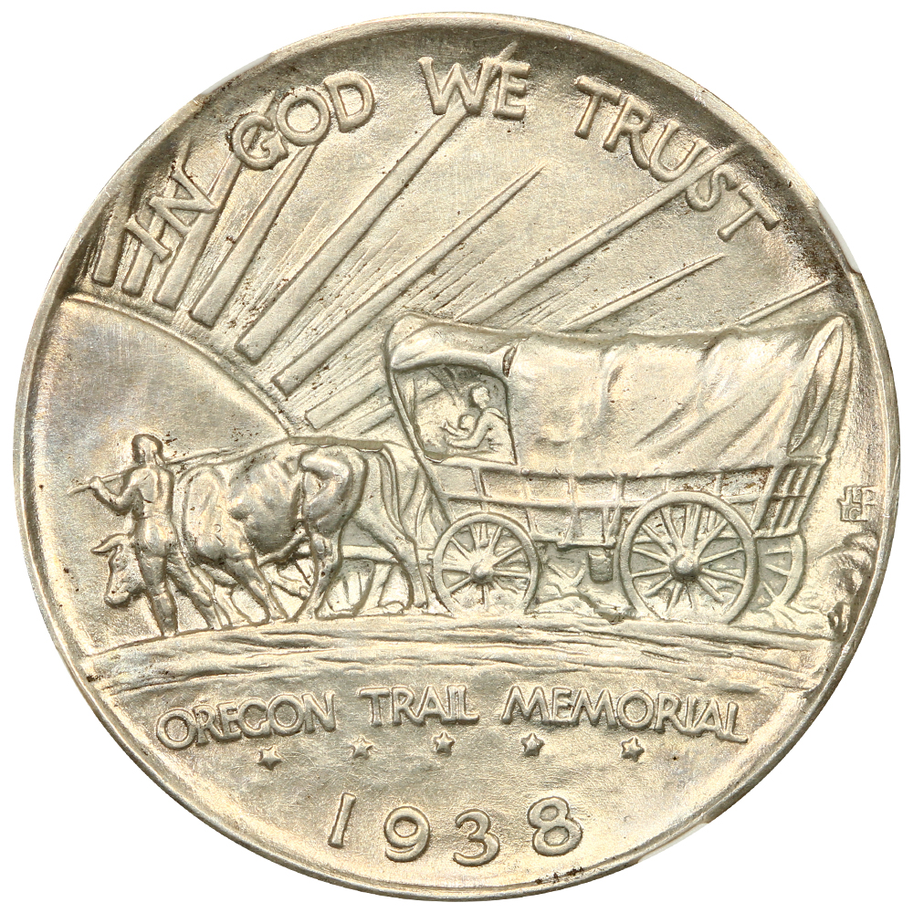 1938 50c Oregon Trail AU50 CAC thumbnail 2