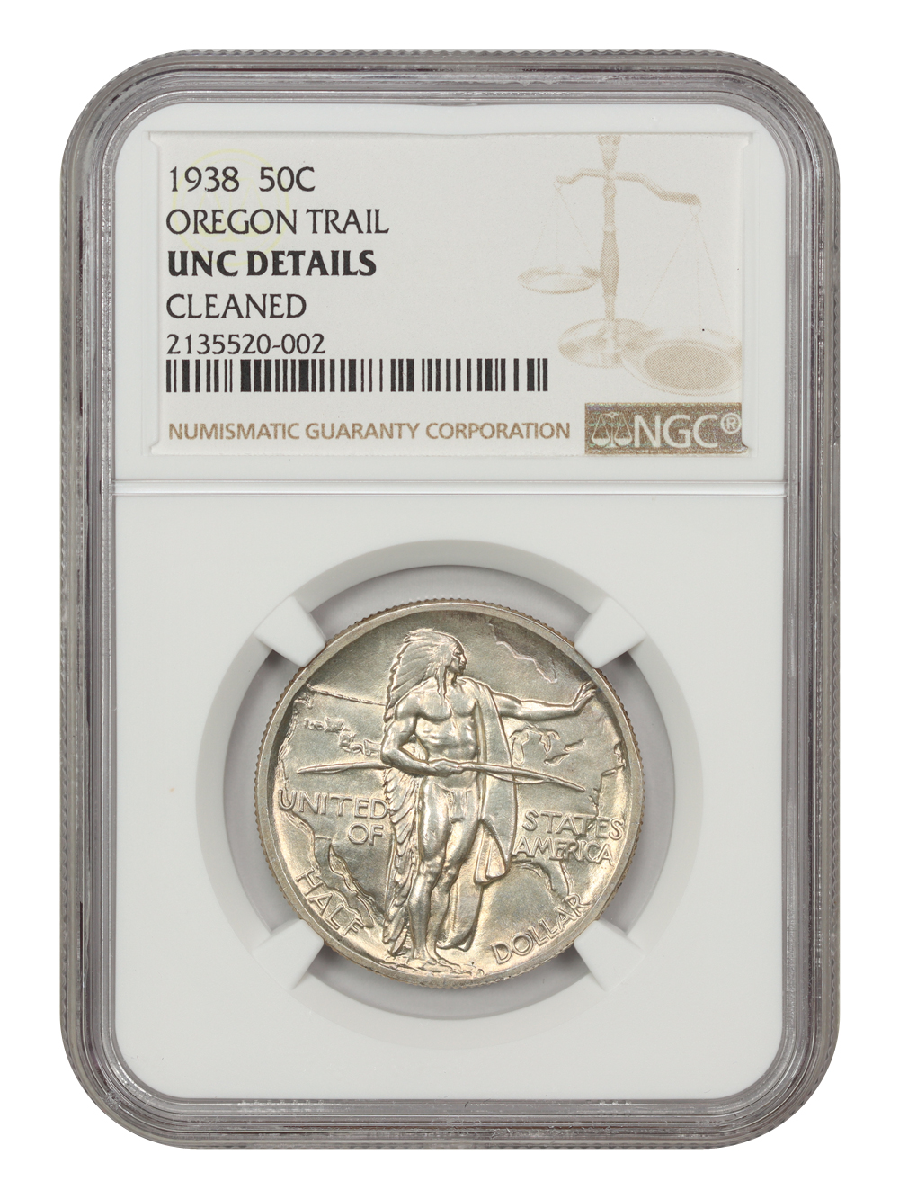 1938 50c Oregon Trail AU50 CAC thumbnail 3