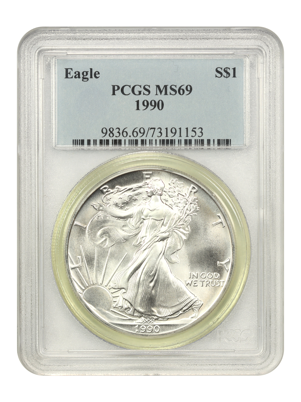 1990 $1  Silver Eagle MS69 thumbnail 5