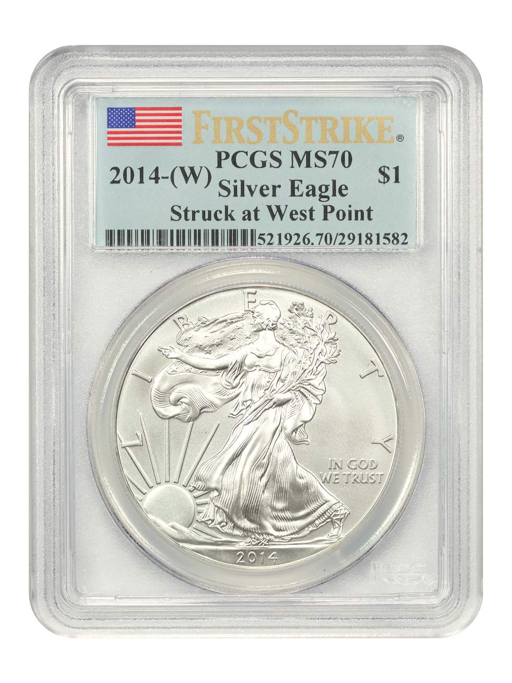 2014-(W) $1  Silver Eagle, Struck at West Point Mint MS70 thumbnail 12