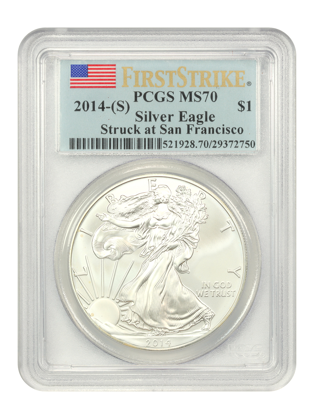 2014-(S) $1  Silver Eagle, Struck at San Francisco Mint MS70 thumbnail 23