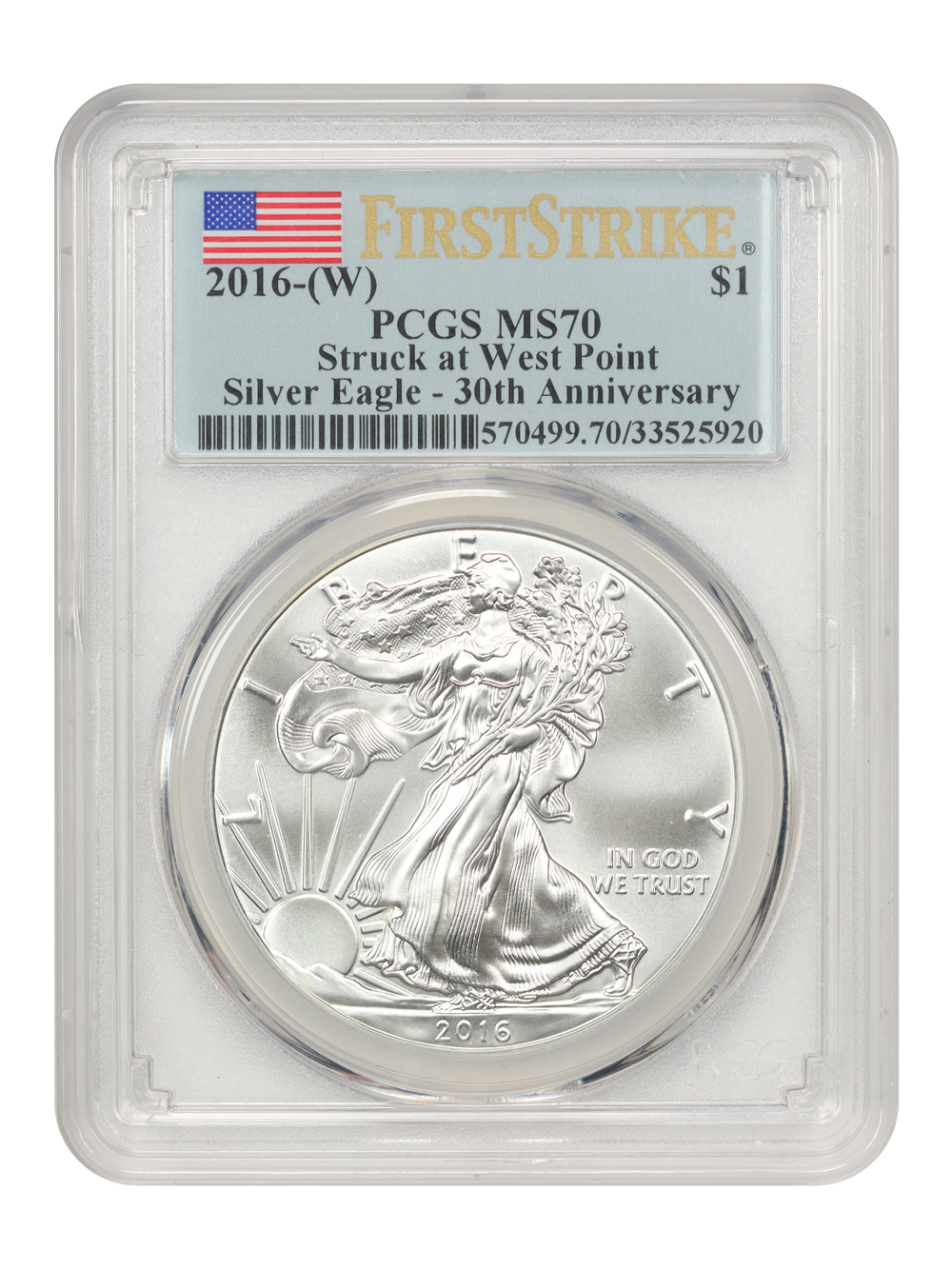 2016-(W) $1  Silver Eagle, Struck at WP Mint, 30th Anniv. MS66 thumbnail 7