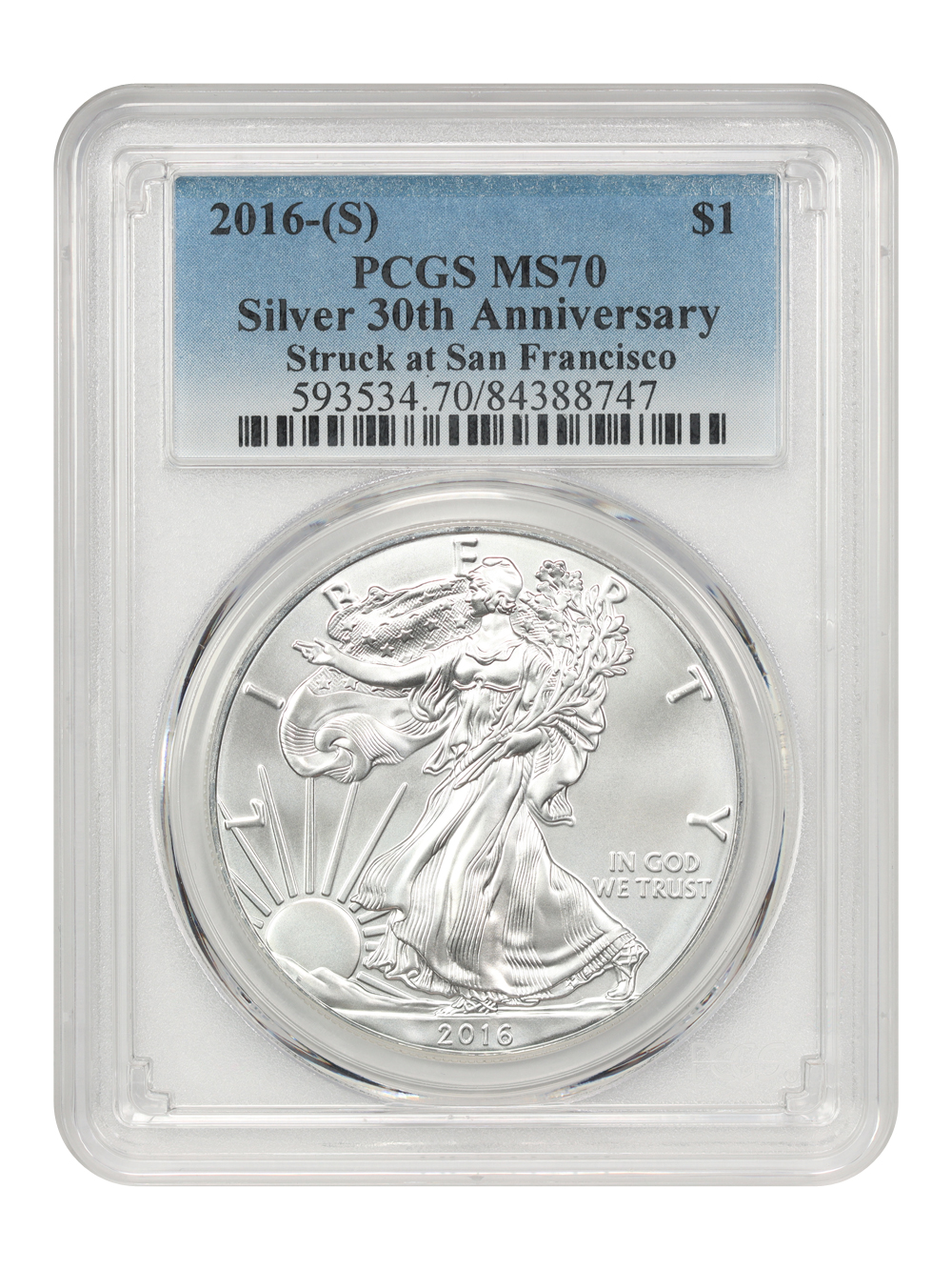 2016-(S) $1  Silver Eagle, Struck at SF Mint, 30th Anniv. MS63 thumbnail 6
