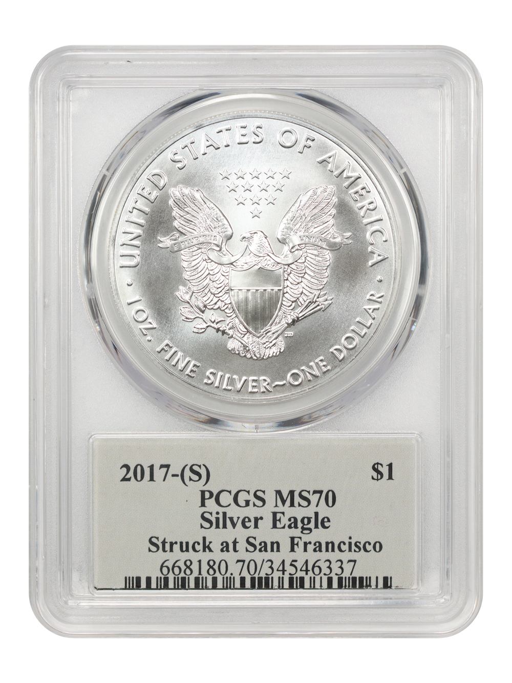 2017-(S) $1  Silver Eagle, Struck at San Francisco Mint MS66 thumbnail 9