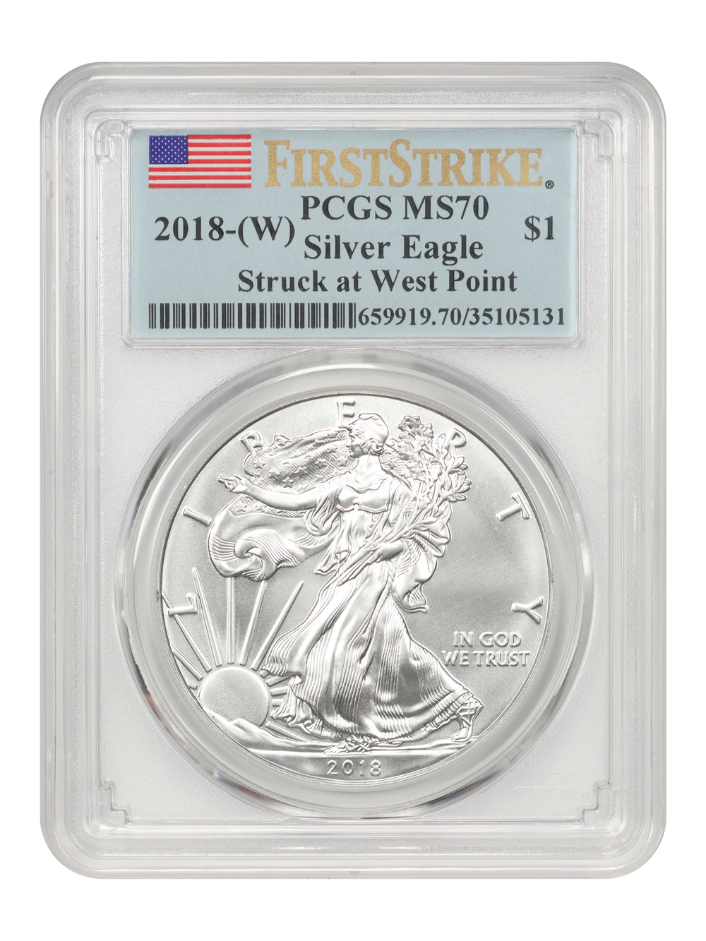 2018-(W) $1  Silver Eagle, Struck at West Point Mint MS64 thumbnail 13