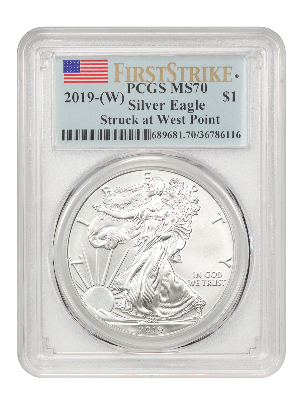 2019-(W) $1  Silver Eagle, Struck at West Point Mint MS66 thumbnail 19