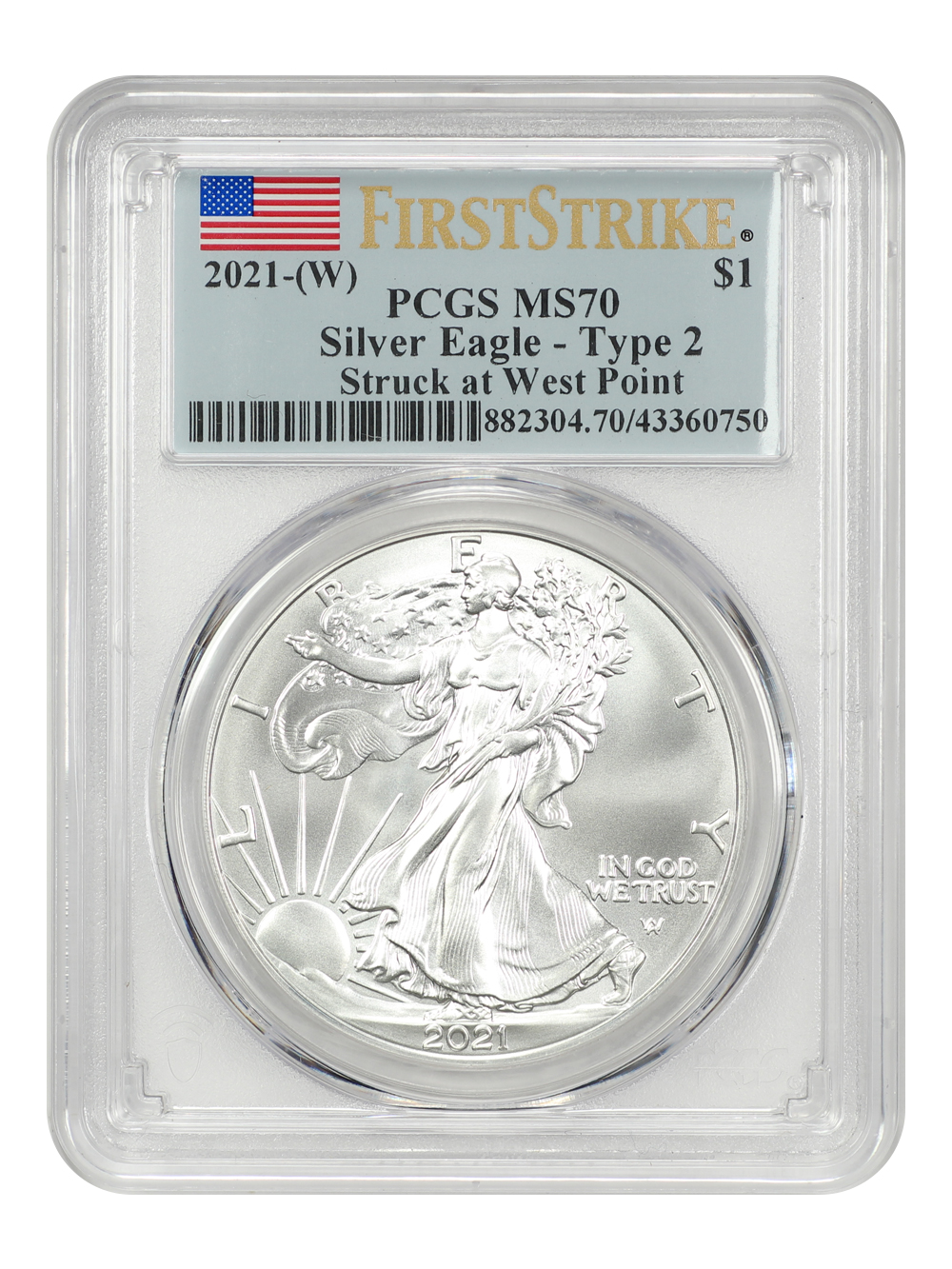 2020-(W) $1  Silver Eagle, Struck at West Point Mint MS66 thumbnail 12