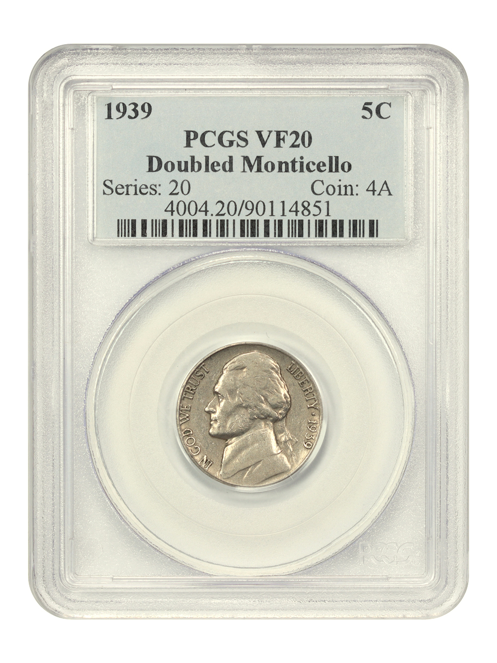 1939 5c Reverse of 1940, Doubled Monticello VF20 thumbnail 3