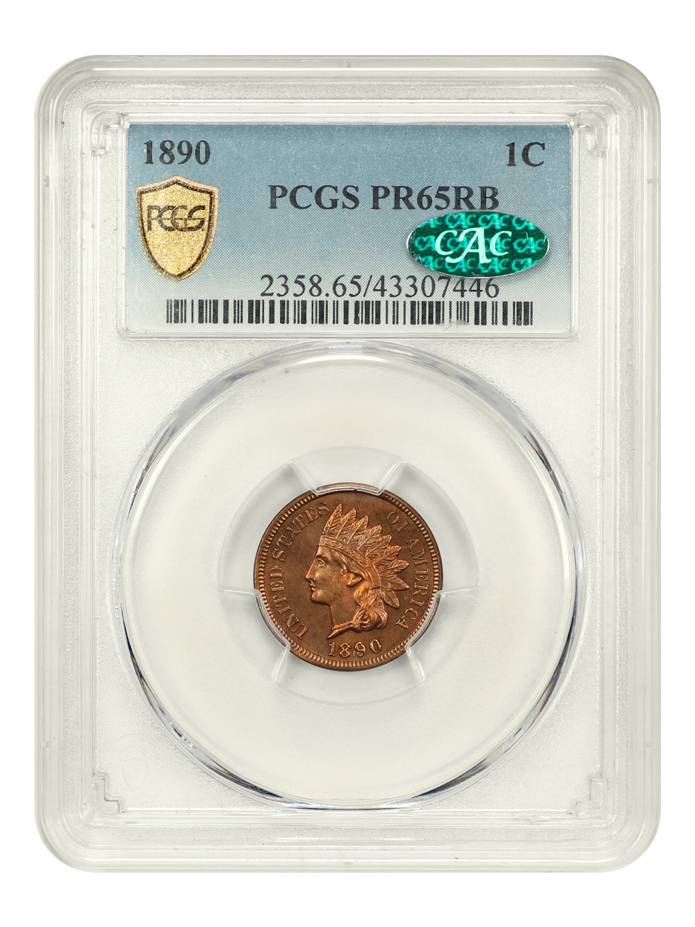 1890 1c PR RB PR65 RB CAC thumbnail 3