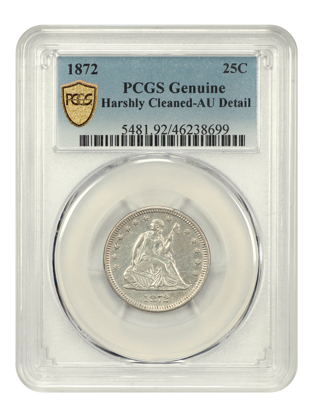 1872 25c AU50 thumbnail 3