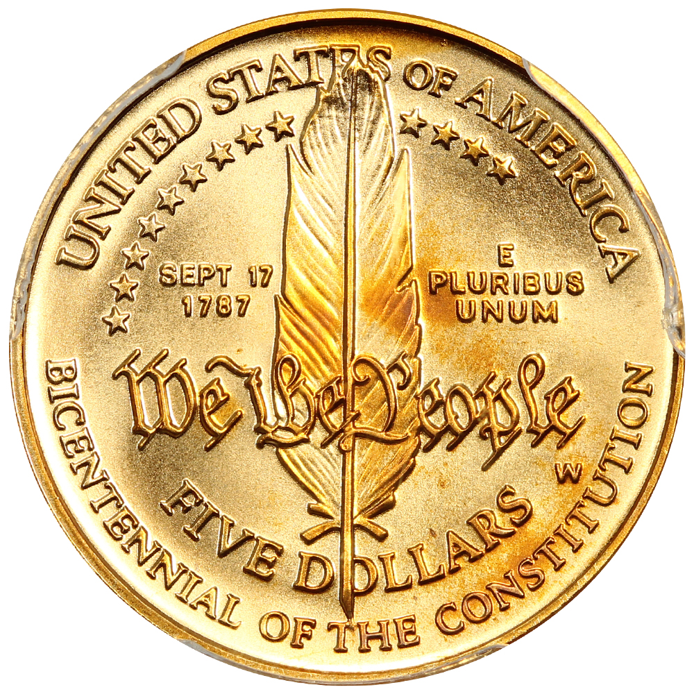 1987-W G$5  Constitution Bicentennial MS70 thumbnail 4