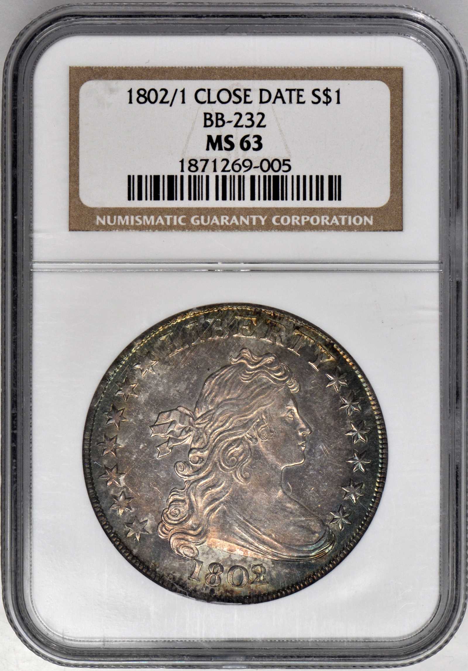 1802/1 $1  Narrow Date, B-4, BB-232 MS60 thumbnail 13