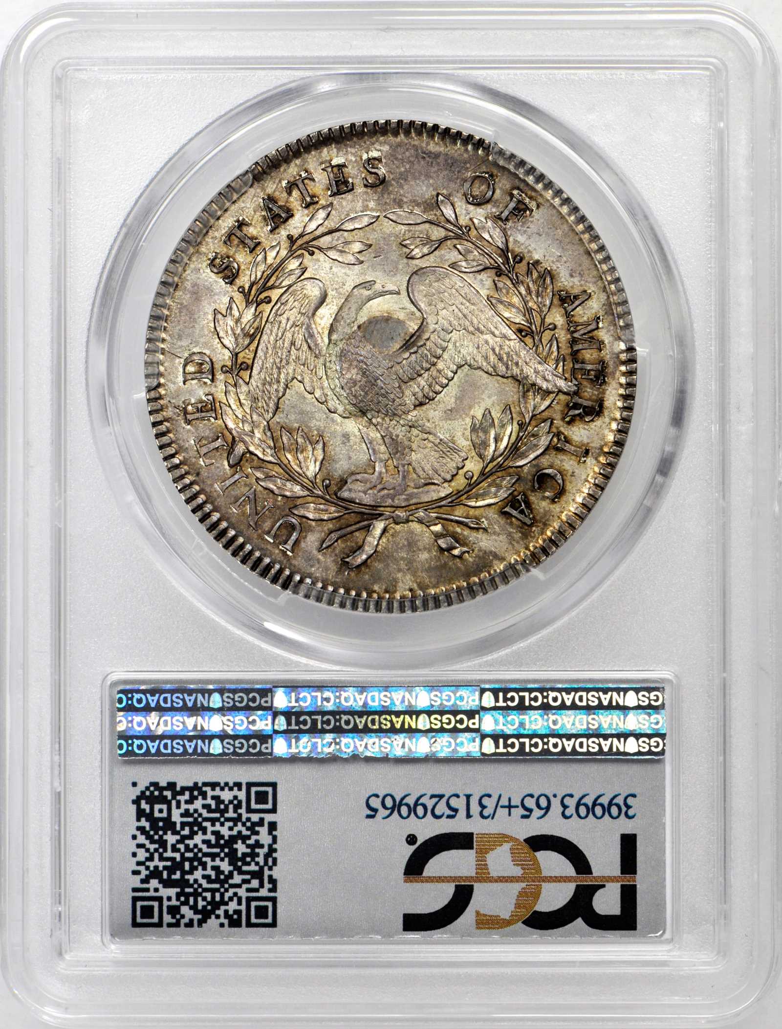 1795 $1  Flowing Hair, Silver Plug, 3 Leaves, B-7, BB-18 MS65 thumbnail 3