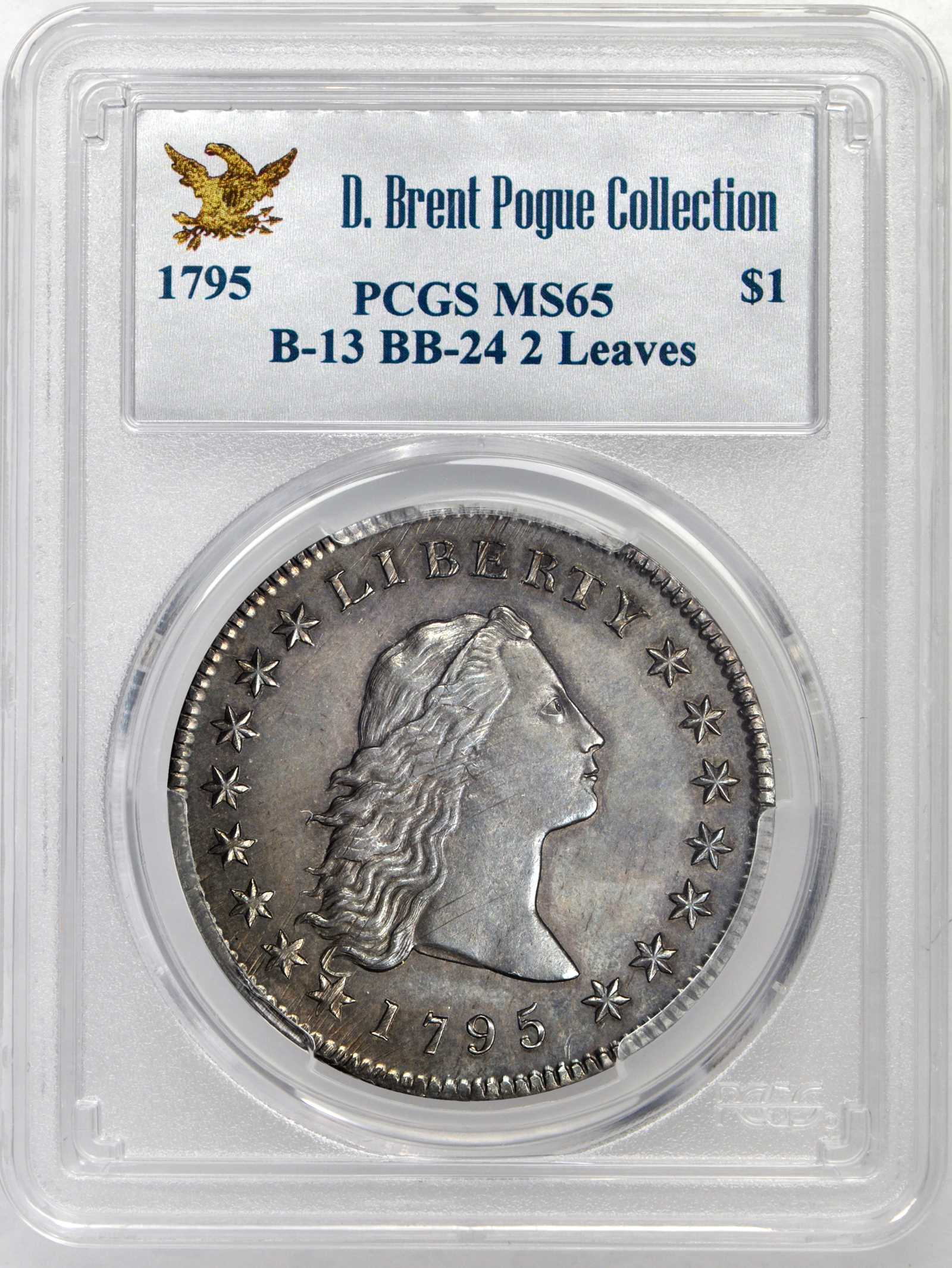 1795 $1  Flowing Hair, 2 Leaves, B-13, BB-24 AG2 thumbnail 11