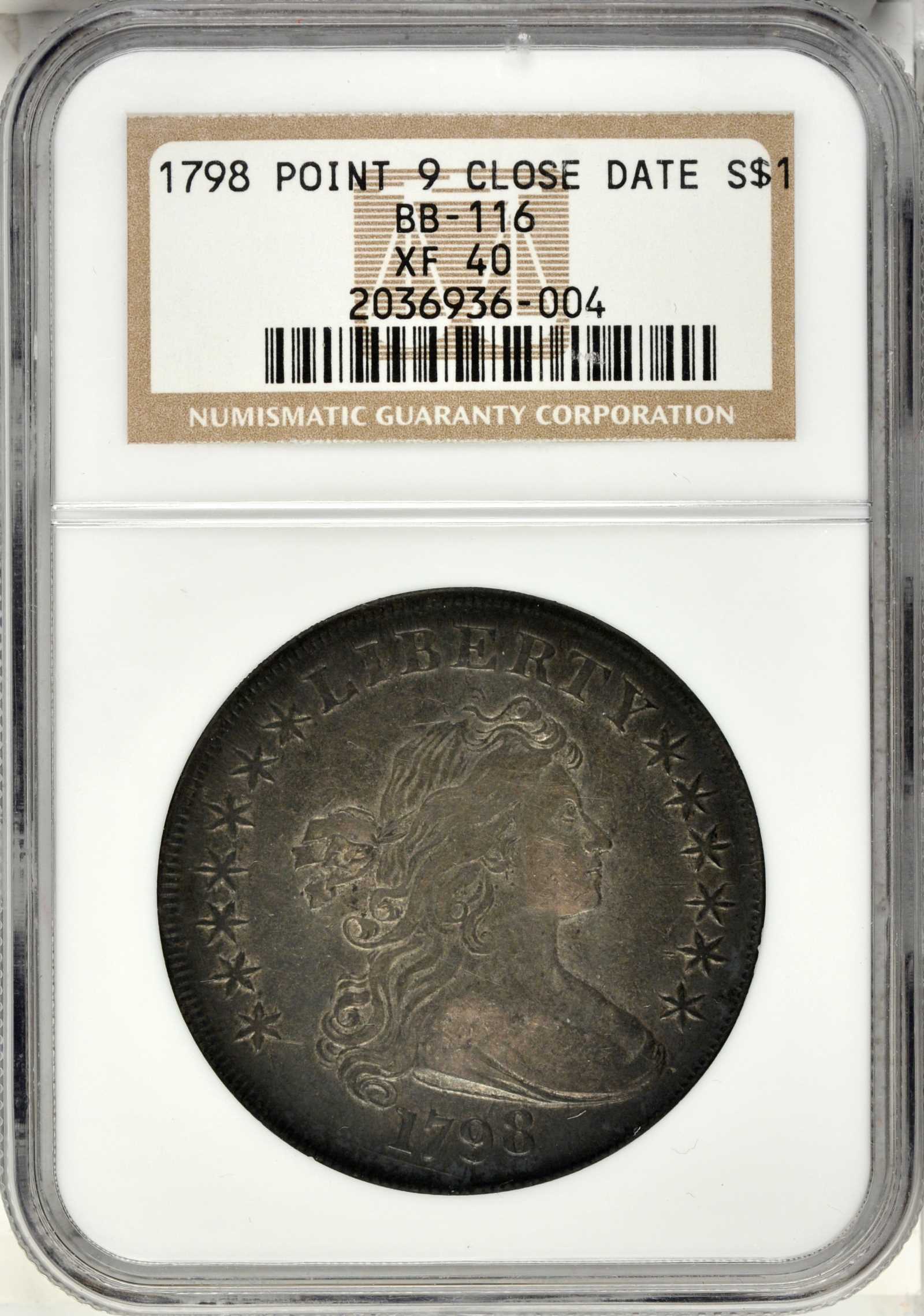 1798 $1  Large Eagle, Pointed 9, Close Date, B-30, BB-116 F15 CAC thumbnail 16