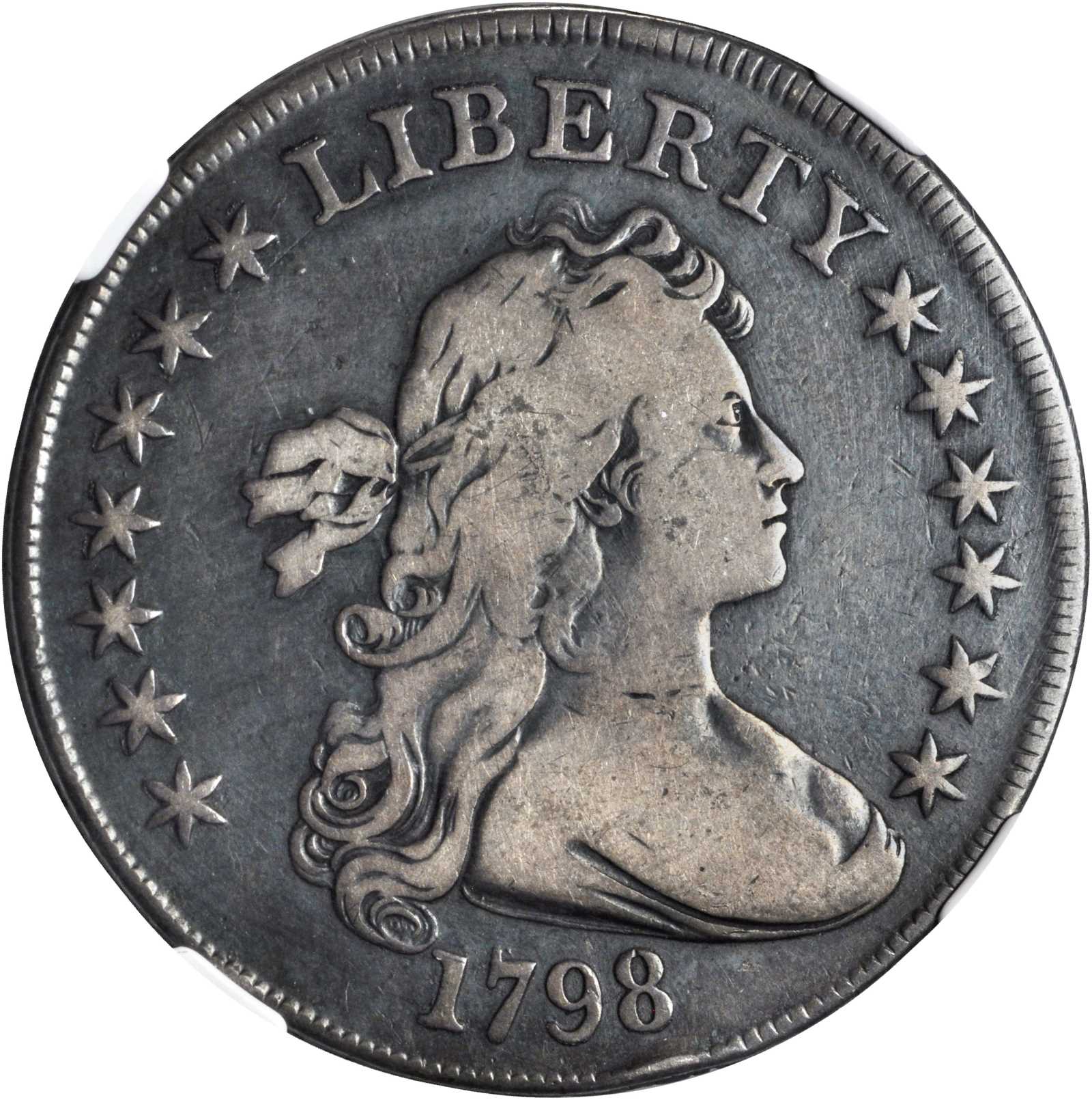 1798 $1  Large Eagle, Pointed 9, Close Date, B-25, BB-123 F15 CAC thumbnail 7