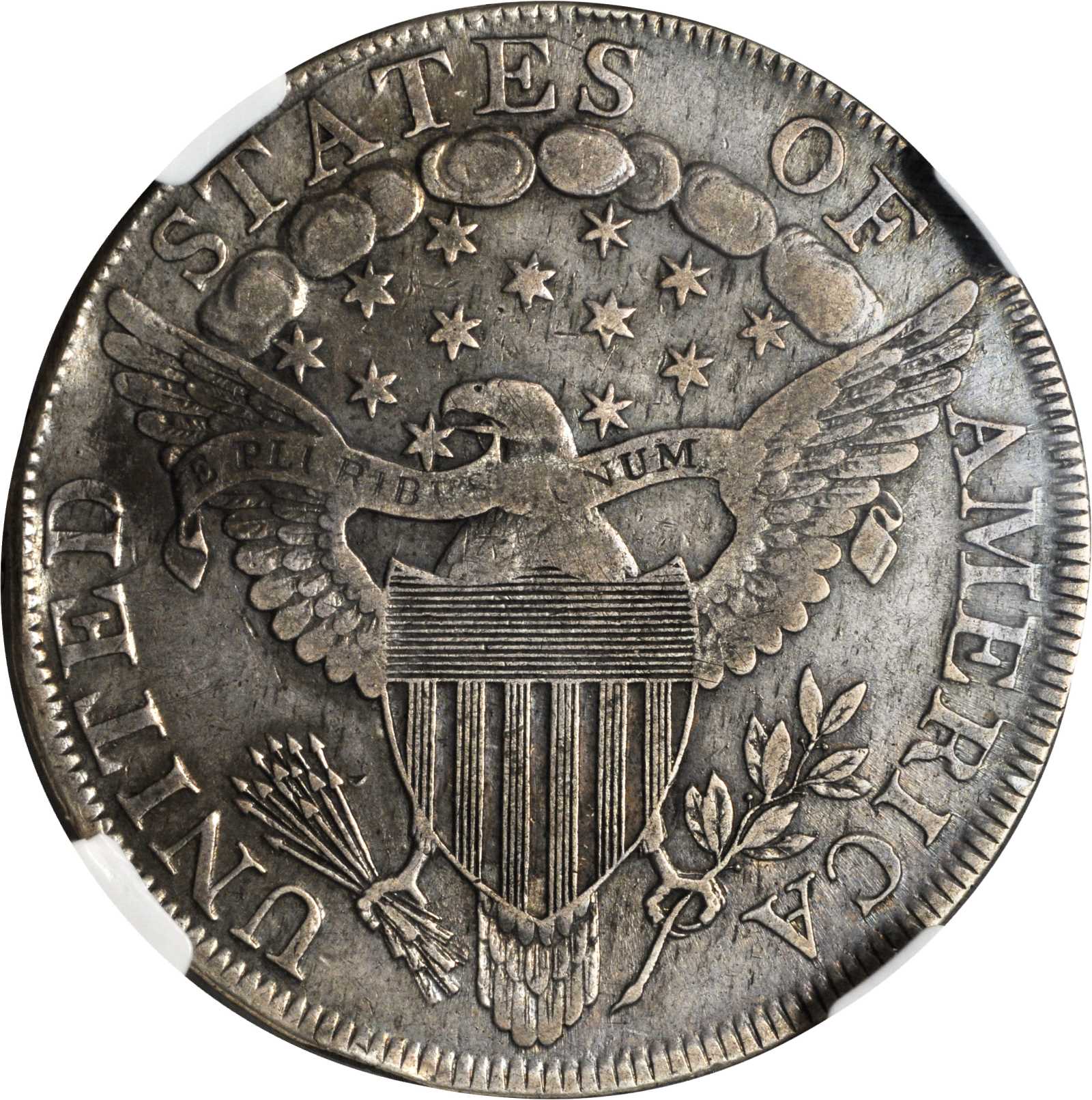 1798 $1  Large Eagle, Pointed 9, Wide Date, B-12, BB-120 VG10 CAC thumbnail 10
