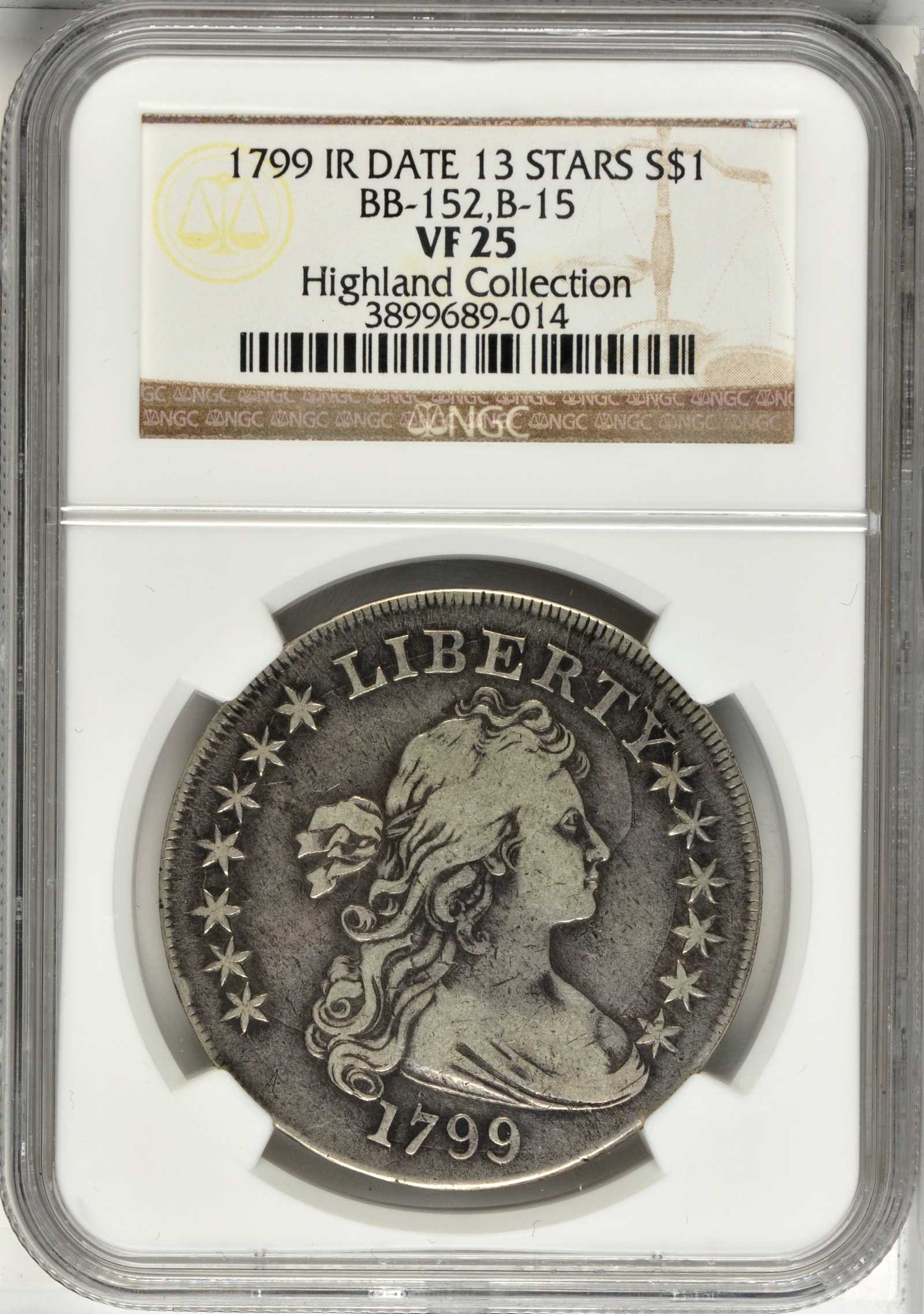 1799 $1  Irregular Date, 13 Stars, B-15, BB-152 VF25 thumbnail 8