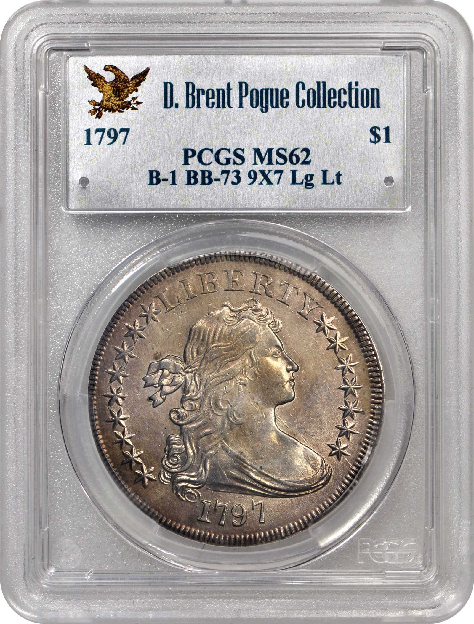1797 $1  9x7 Stars, Large Letters, B-1, BB-73 MS61 CAC thumbnail 4