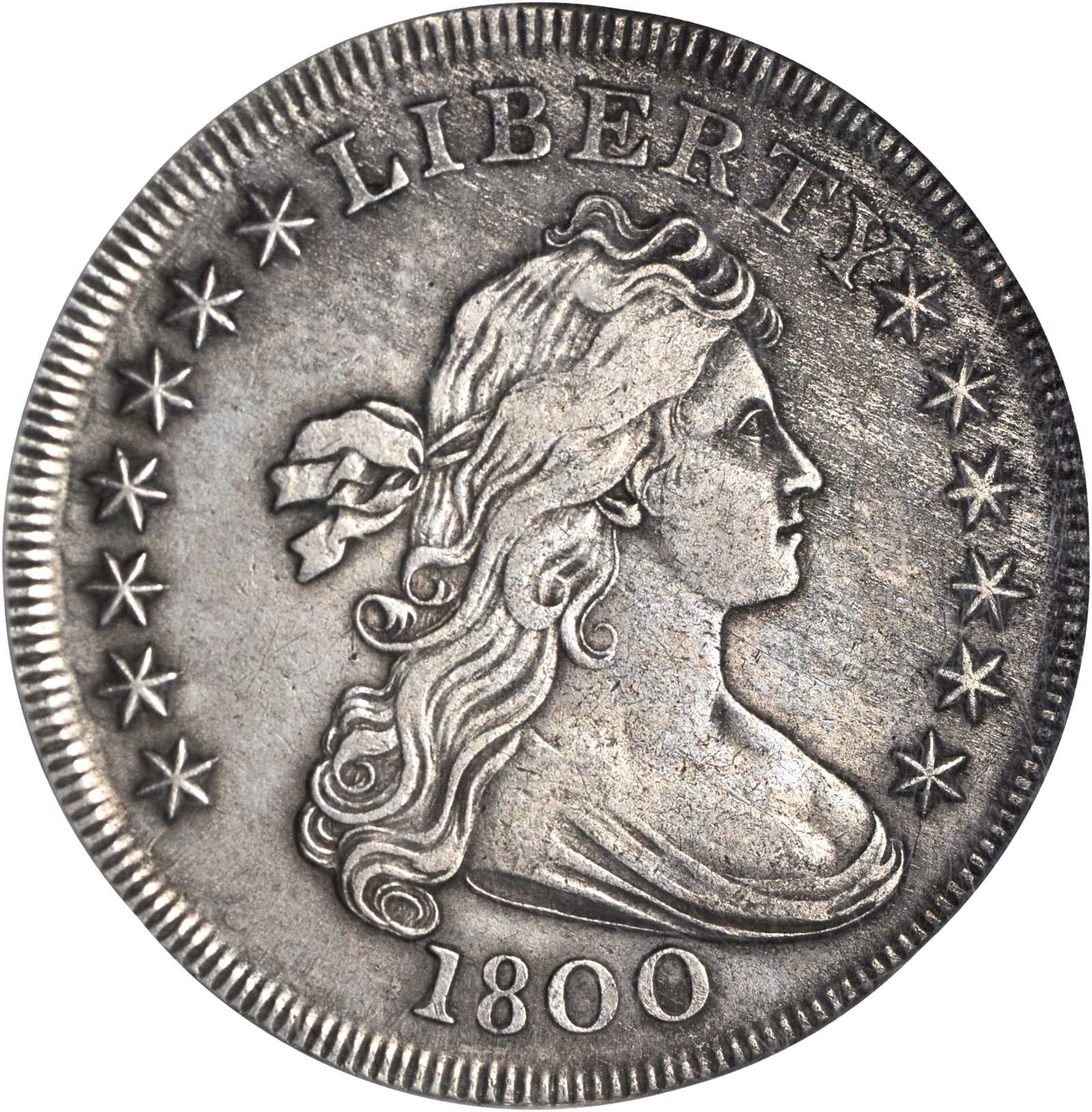 1800 Draped Bust Silver Dollar. BB-184, B-12. Rarity-3. EF Details--Improperly Cleaned (NCS).