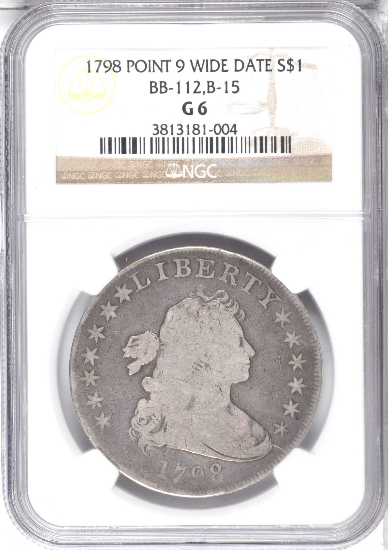 1798 $1  Large Eagle, Pointed 9, Wide Date G4 thumbnail 6