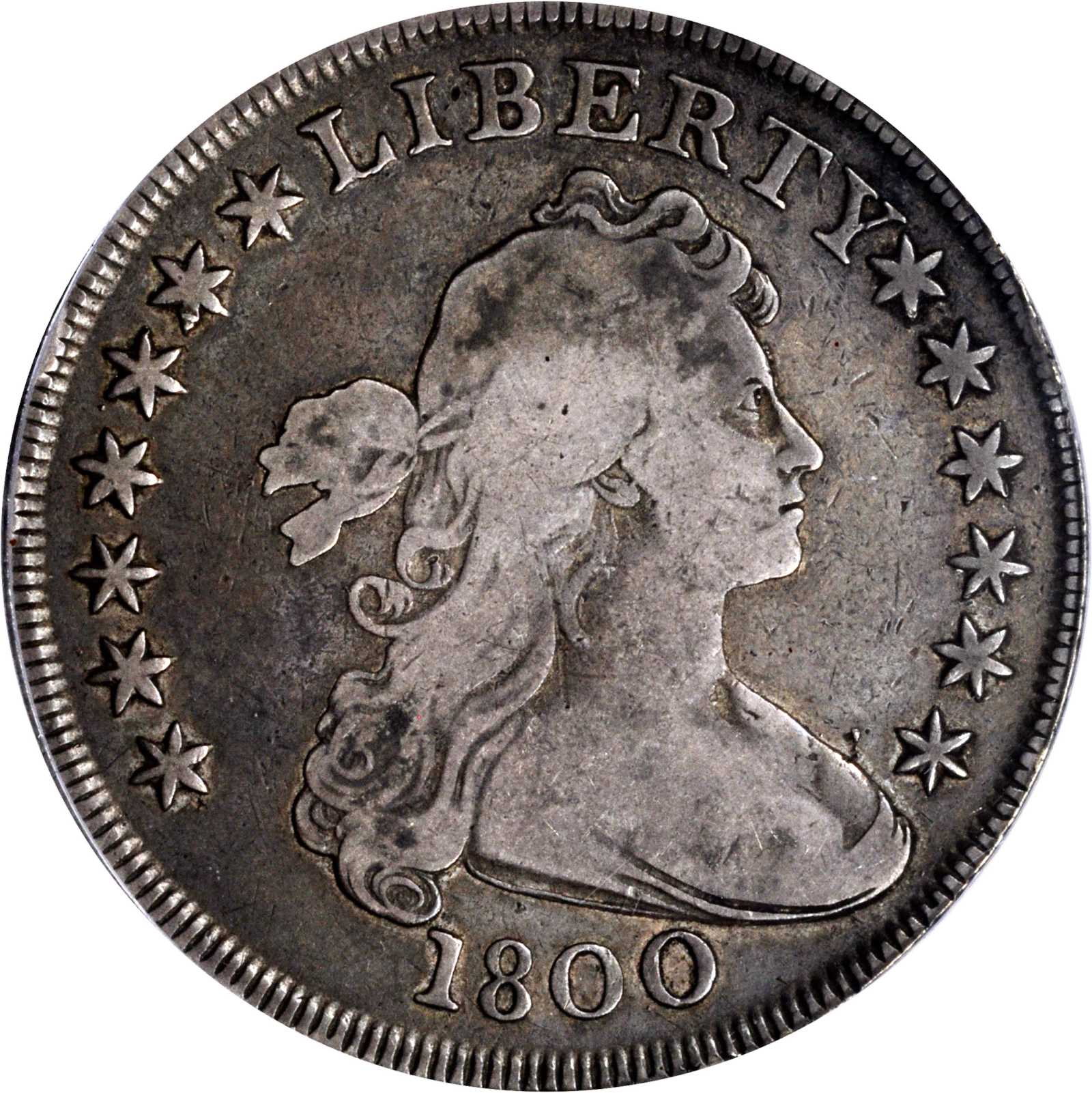 1800 Draped Bust Silver Dollar. BB-183, B-3. VG-8 (PCGS). CAC.